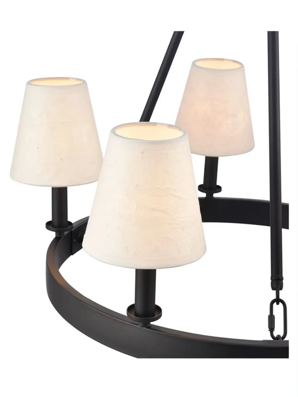 5-Light Round Chandelier with Fabric Shades - Matte Black and Cream NEW